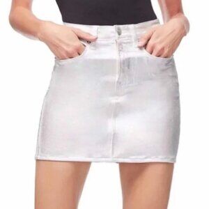 Good American Good Skirt Coated Silver Metallic Mini Length Size 4 Women's